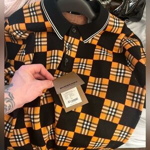 Burberry Orange & Black Check Polo
